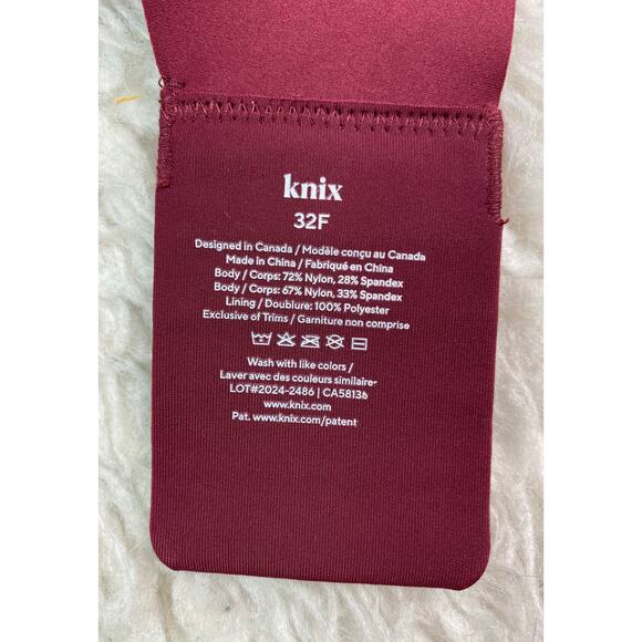 Knix Women's Size 32F Burgundy Wine Lightly Lined Wireless Contour T-Shirt Bra - Picture 4 of 4